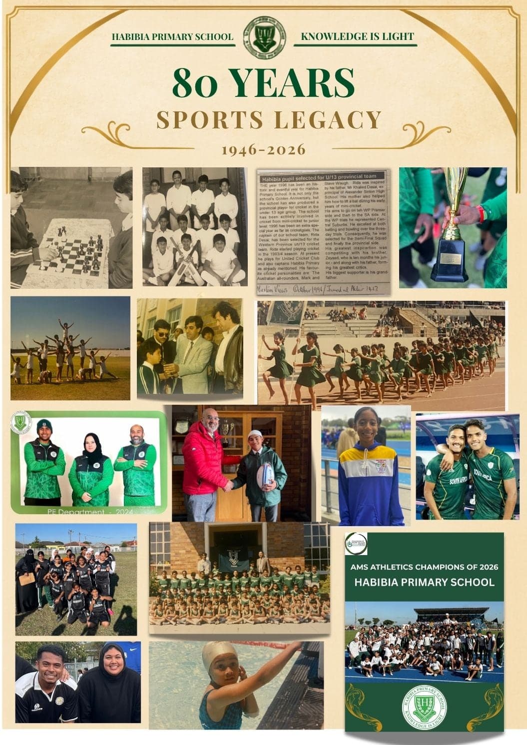 80 Years of Sports Legacy — eight decades of athletics, soccer, netball and cricket at Habibia.